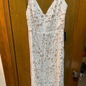 One Wish White Lace Midi Dress